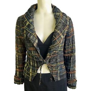 ALEXANDER MCQUEEN 1995 GREEN JACKET MULTICOLOUR STRINGS VINTAGE MADE IN ITALY 40